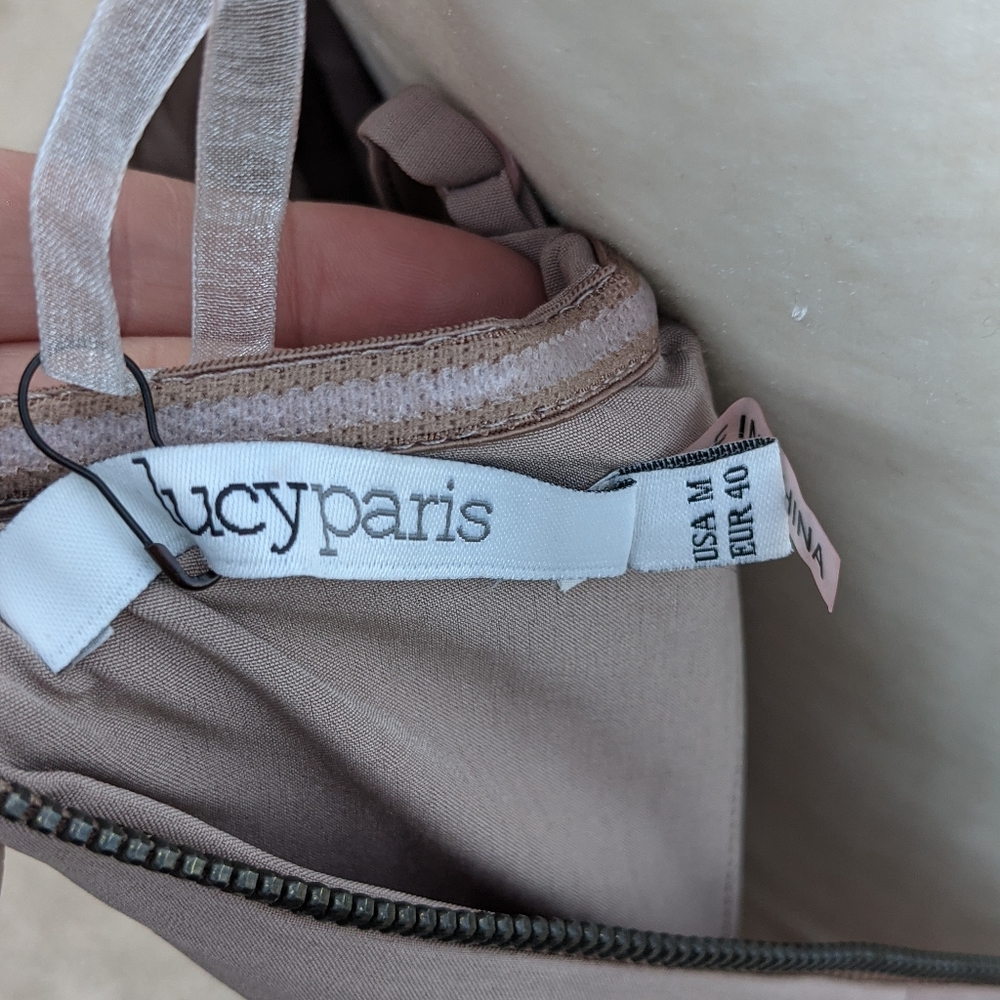NWT Lucy Paris tan/blush maxi evening gown prom - Picture 6 of 6